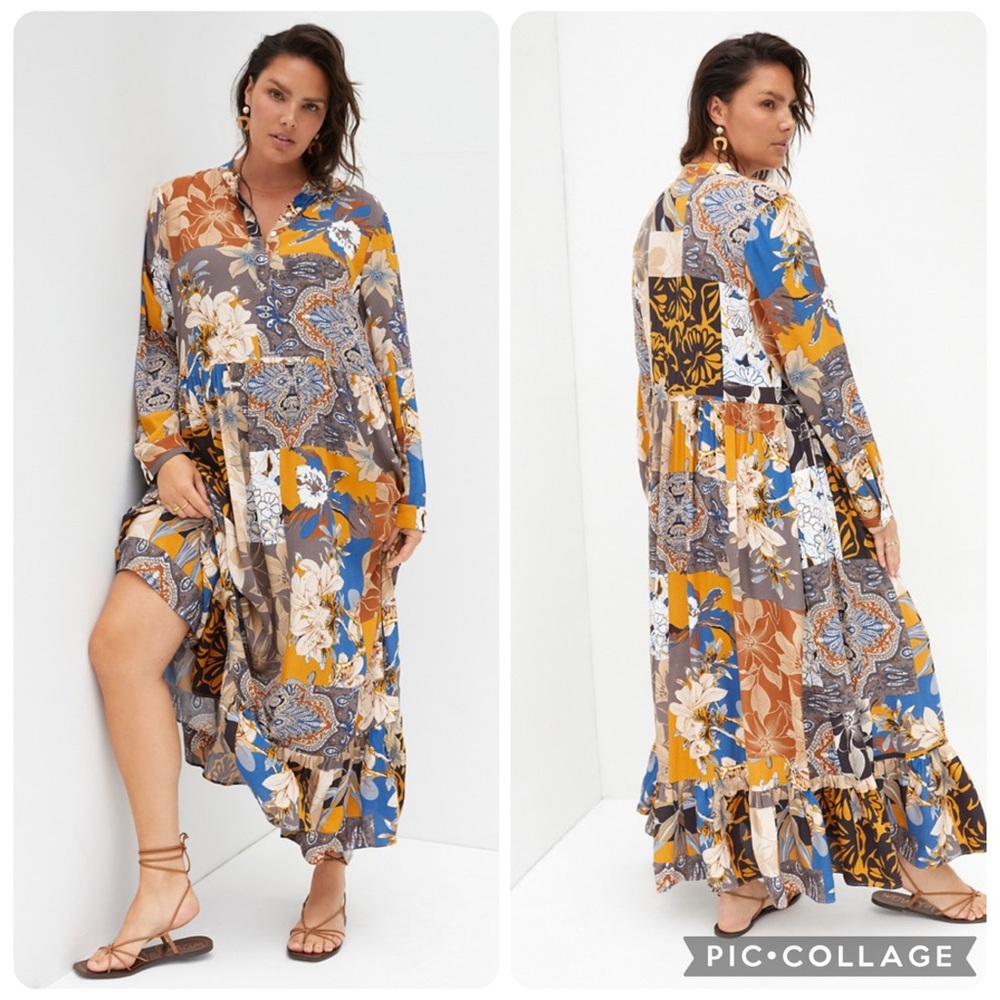 Anthropologie Mare Mare “Lynda” Tiered Floral Patchwork Maxi Dress